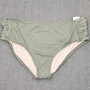 Aqua Couture Olive Striped Swimsuit Bikini Bottoms. 2X